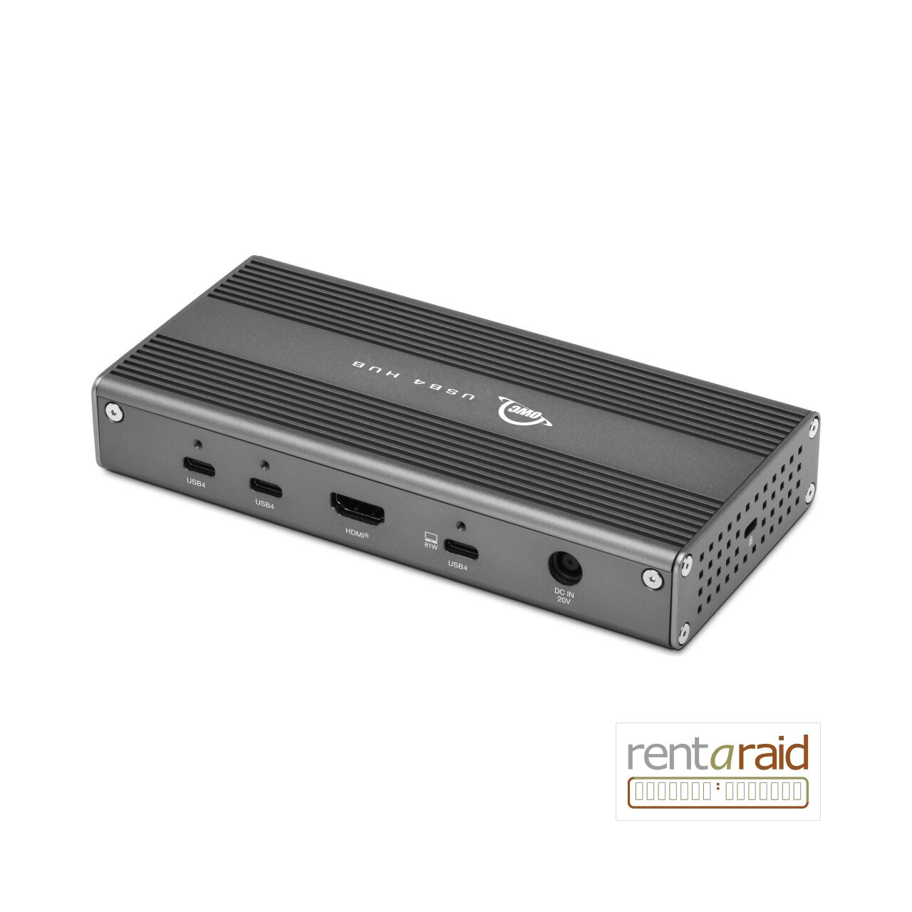 OWC USB4 Hub rear view facing left