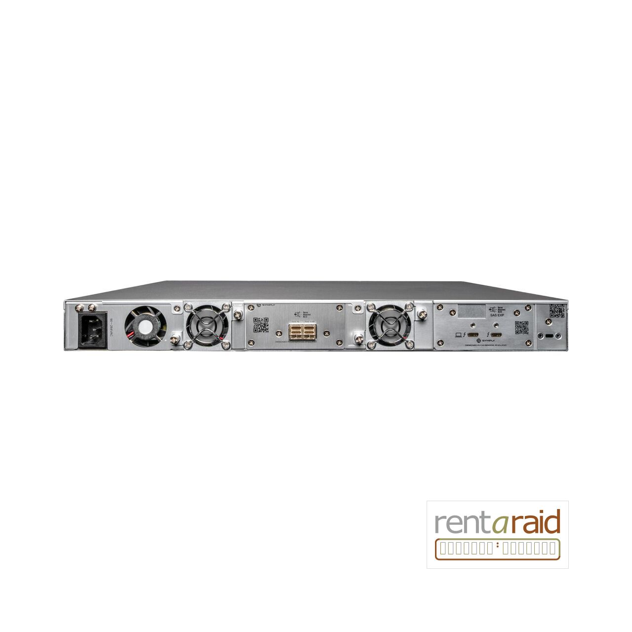 SymplyPRO Rackmount 1U LTO-9 HH Thunderbolt 3 / SAS Tape Drive – rear interface view
