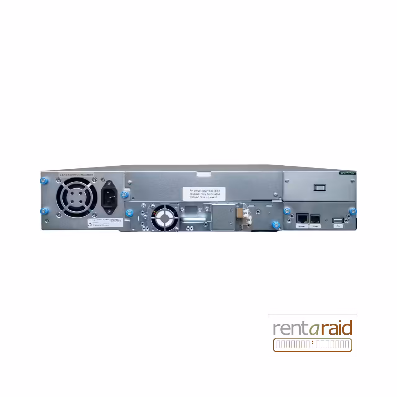 Rear view of SymplyPRO XTL 24 LTO-7 HH 8Gb Fibre Channel Tape Library