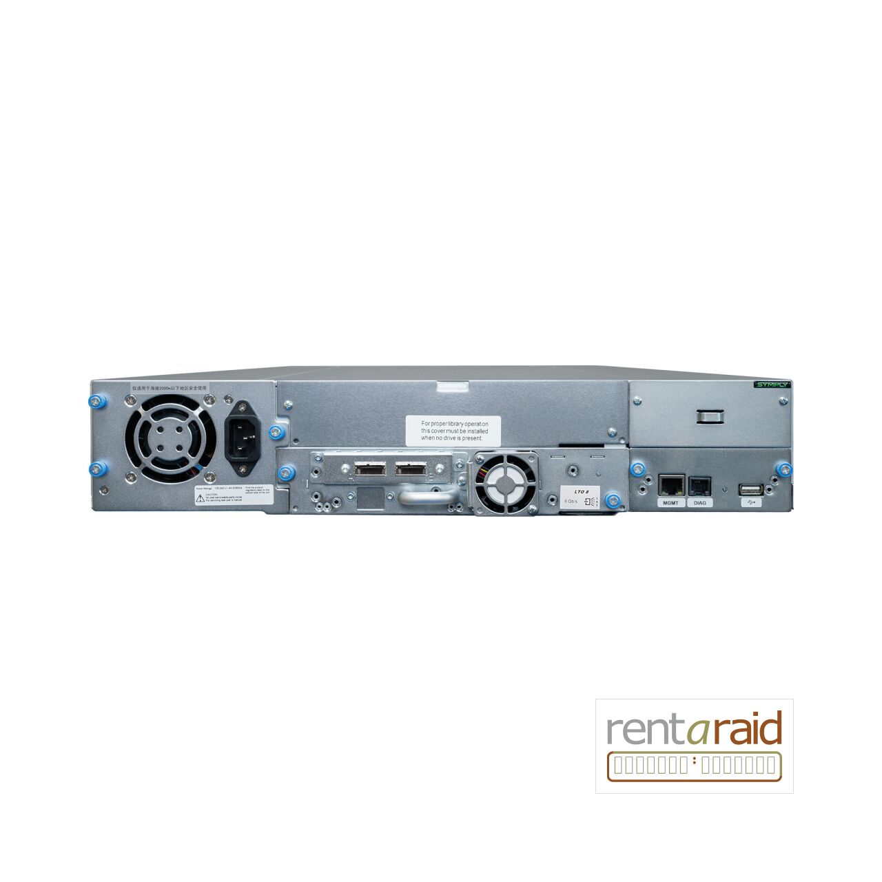 Rear view of SymplyPRO XTL 24 LTO-8 HH 6Gb SAS Tape Library