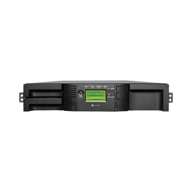 Front view of SymplyPRO XTL 24 LTO-9 HH 12Gb SAS Tape Library