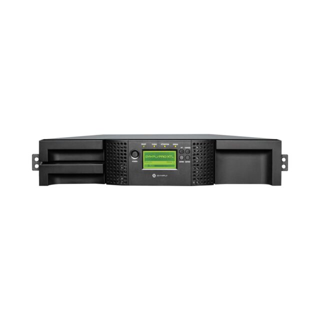Front view of SymplyPRO XTL 24 LTO-9 HH 8Gb Fibre Channel Tape Library