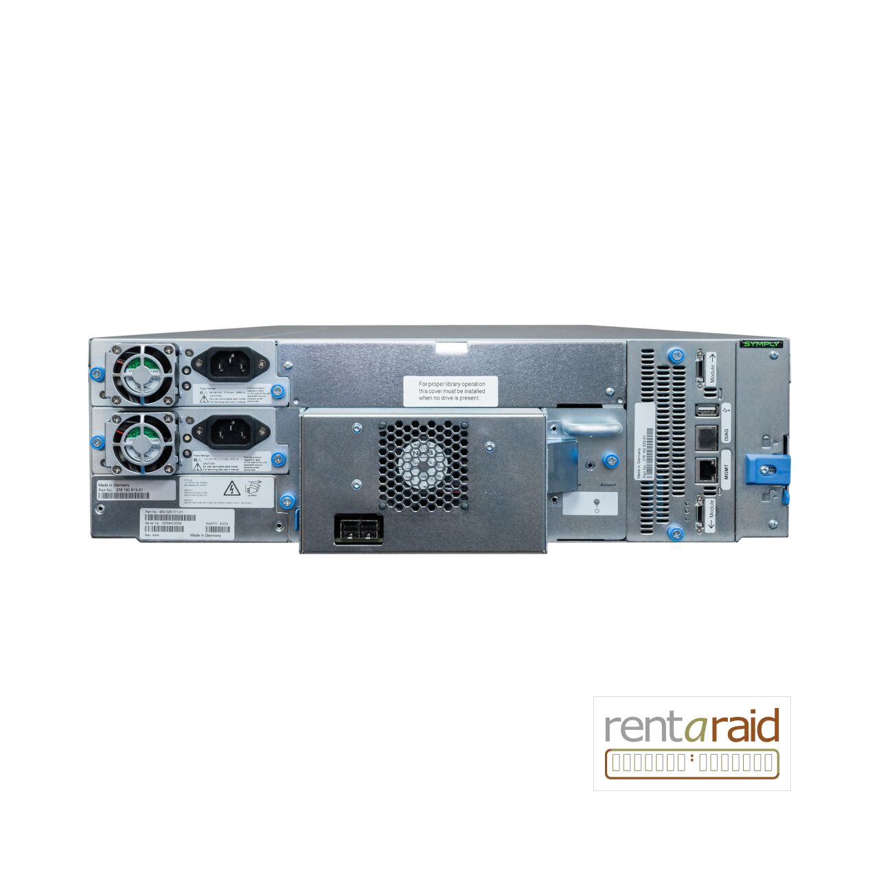 Rear view of SymplyPRO XTL 40 LTO-10 FH 12Gb SAS Tape Library