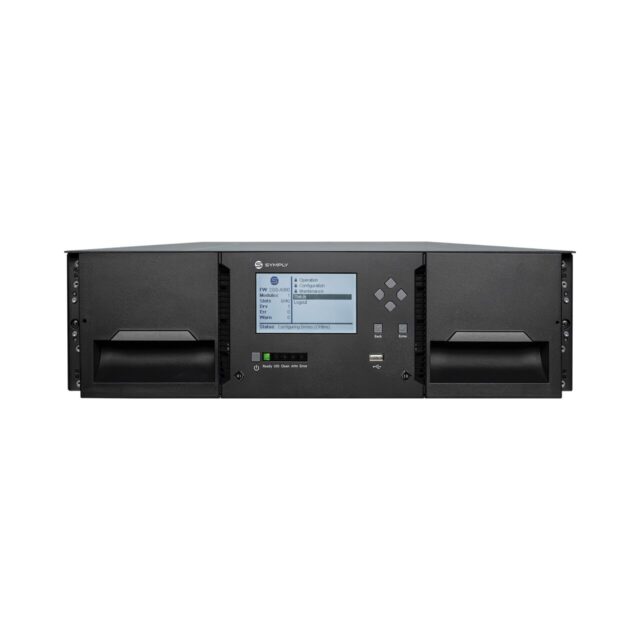 Front view of SymplyPRO XTL 40 LTO-8 2x HH Dual 10GbE iSCSI Tape Library