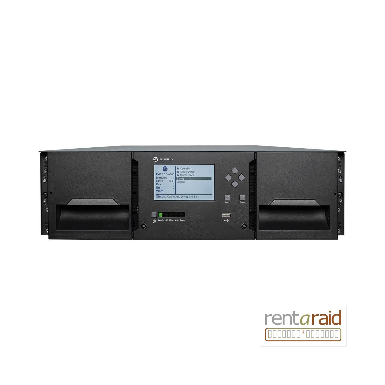 Front view of SymplyPRO XTL 40 LTO-8 HH 6Gb SAS Tape Library