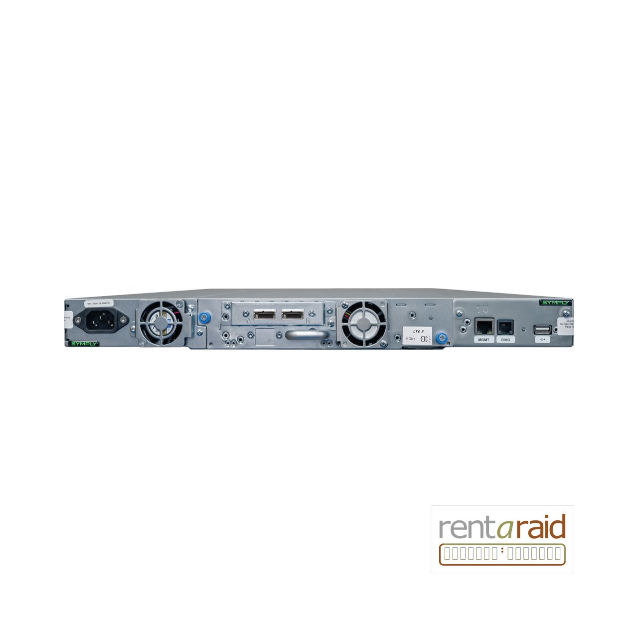 Rear view of SymplyPRO XTL 8 LTO-8 HH 6Gb SAS Tape Library