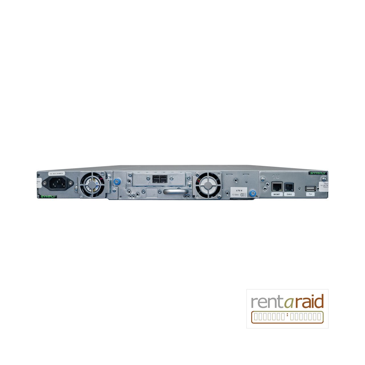 Rear view of SymplyPRO XTL 8 LTO-9 HH 12Gb SAS Tape Library