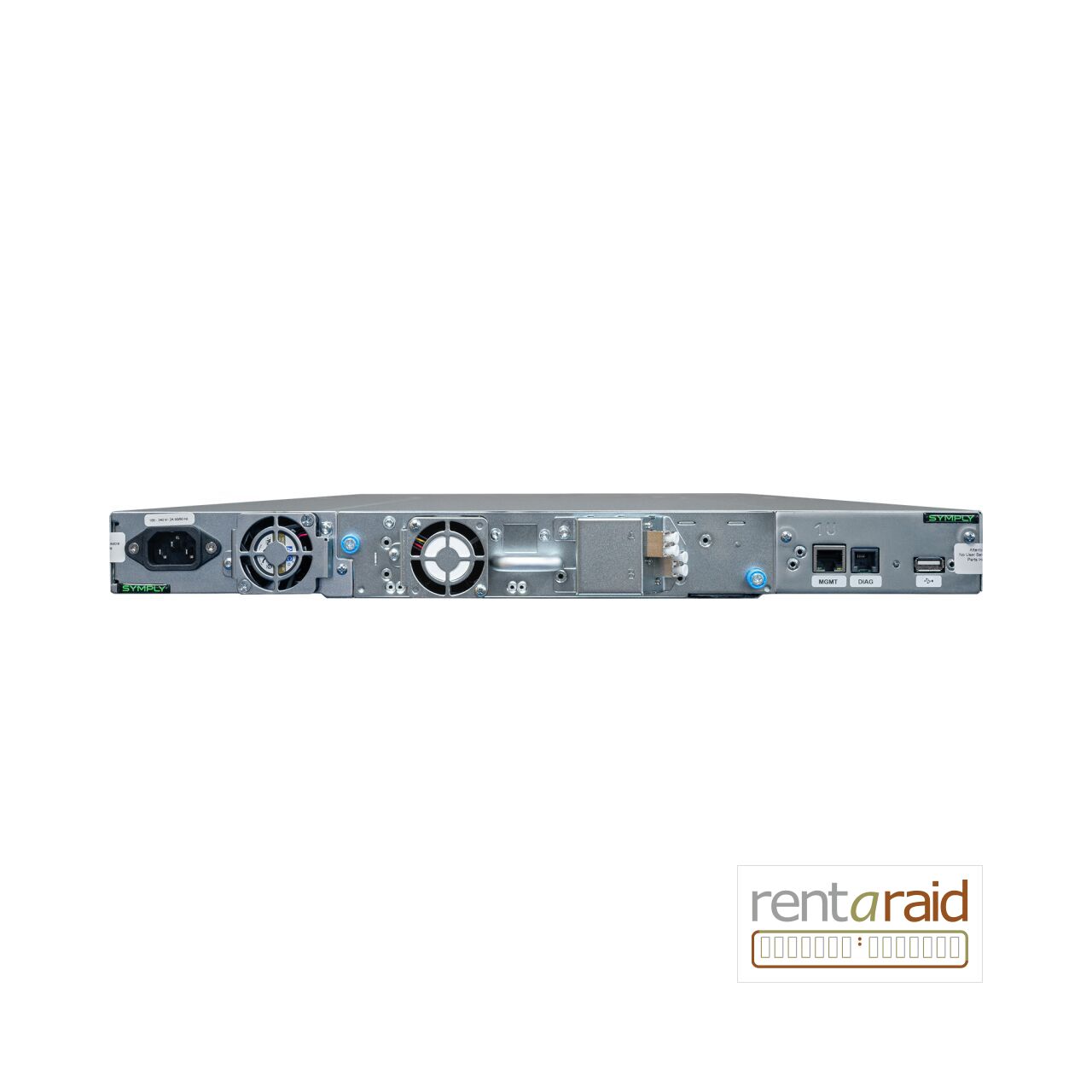 Rear view of SymplyPRO XTL 8 LTO-9 HH 8Gb Fibre Channel Tape Library