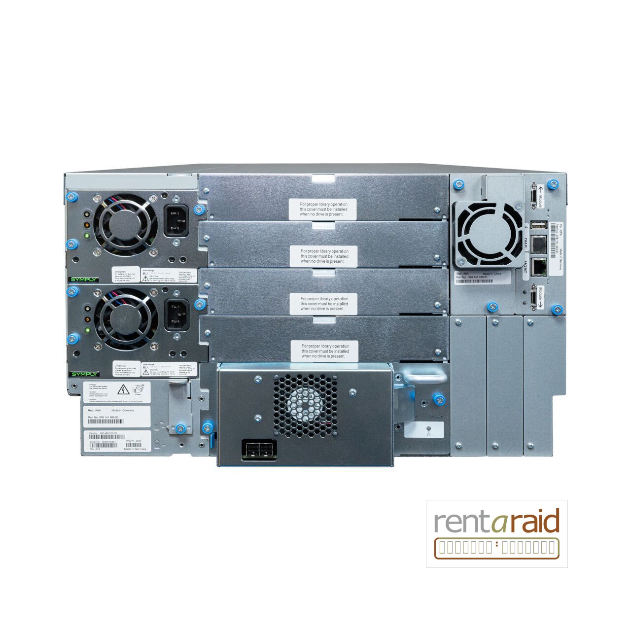 Rear view of SymplyPRO XTL 80 LTO-10 FH 12Gb SAS Tape Library