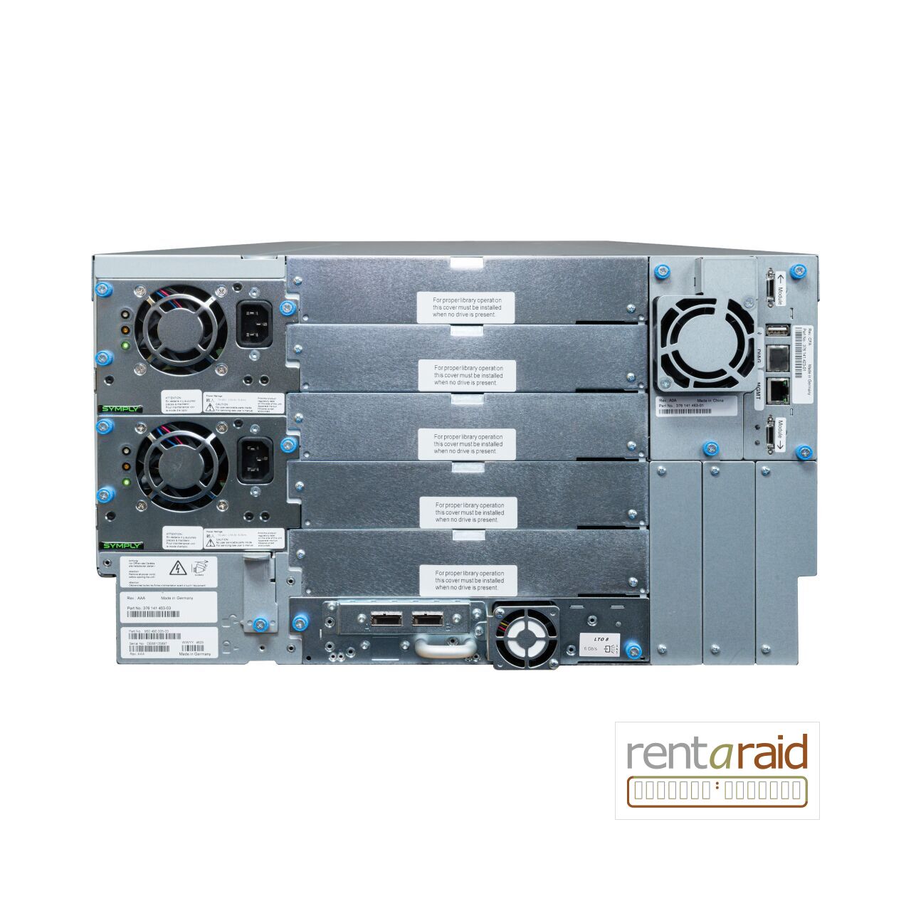 Rear view of SymplyPRO XTL 80 LTO-8 HH 6Gb SAS Tape Library