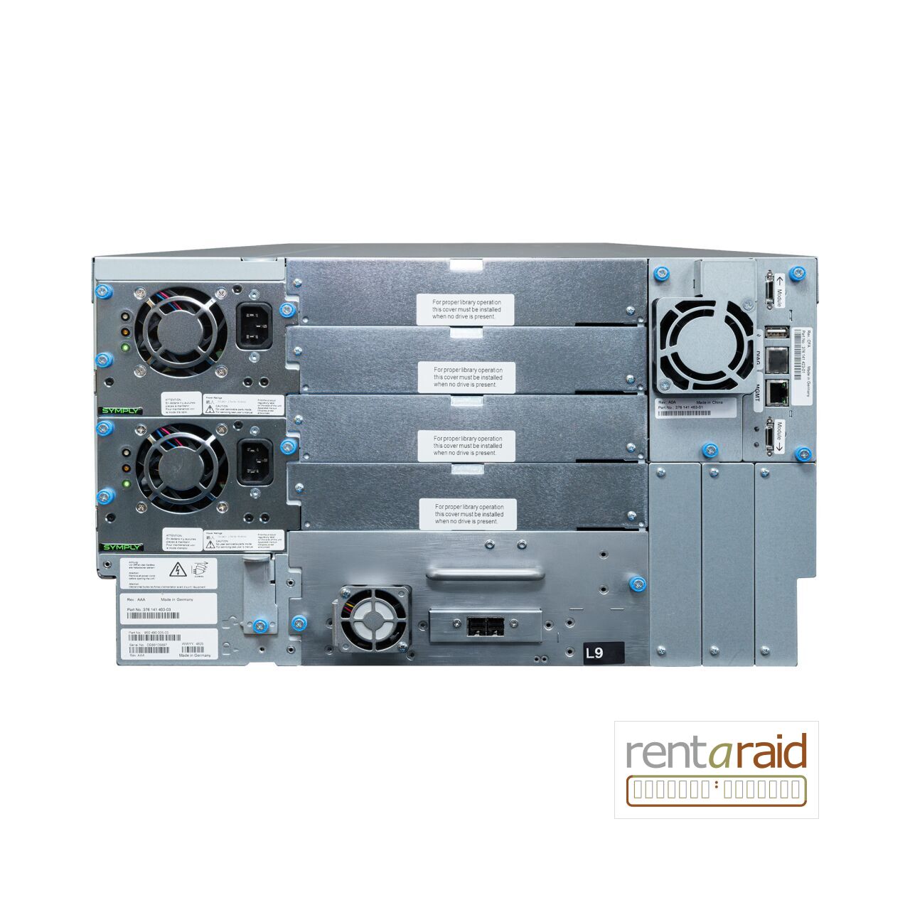 Rear view of SymplyPRO XTL 80 LTO-9 FH 12Gb SAS Tape Library