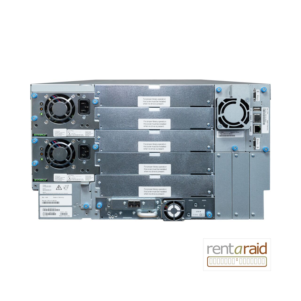 Rear view of SymplyPRO XTL 80 LTO-9 HH 12Gb SAS Tape Library